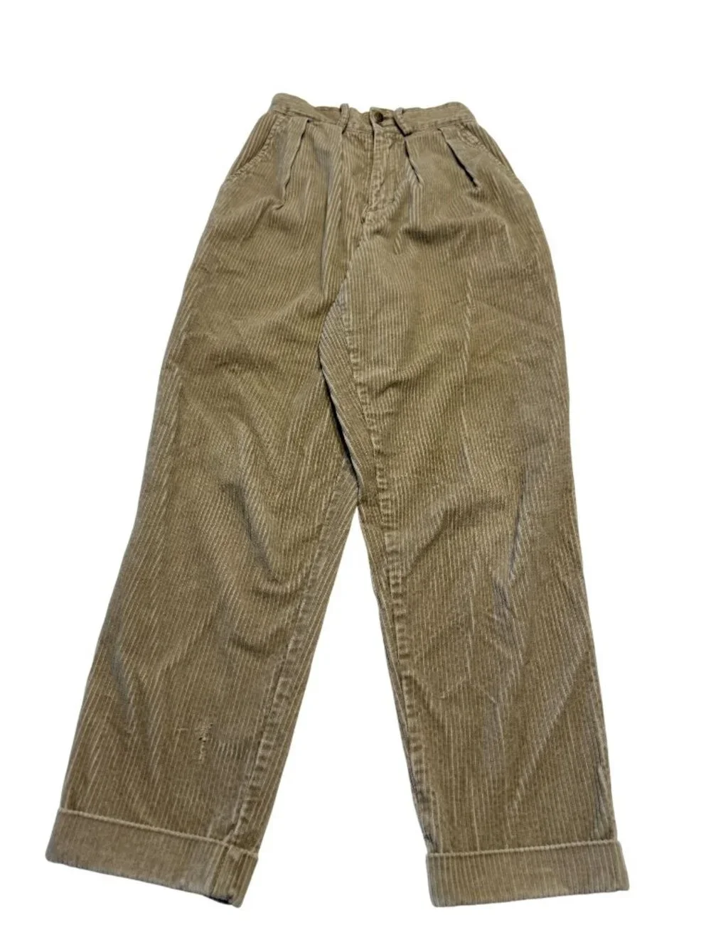 Gap Tan Brown Corduroy Pleated High-Rise Pants Women's Size 1/2 - Picture 1 of 8